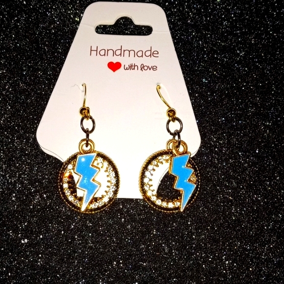 Blue lightning ⚡ bult earrings ❤️ - Picture 1 of 1